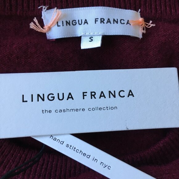 NWT LINGUA FRANCA Dark Red Peach Embroidery 100% Cashmere Knit Sweater - Picture 2 of 8